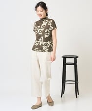 NGKGE51230 GIANNI LO GIUDICE(ジャンニ ロ ジュディチェ) [洗える・日本製]アイアスポップフラワープリントカットソー カーキ