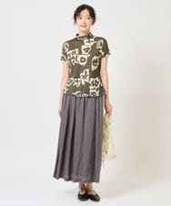 NGKGE51230 GIANNI LO GIUDICE(ジャンニ ロ ジュディチェ) [洗える・日本製]アイアスポップフラワープリントカットソー カーキ