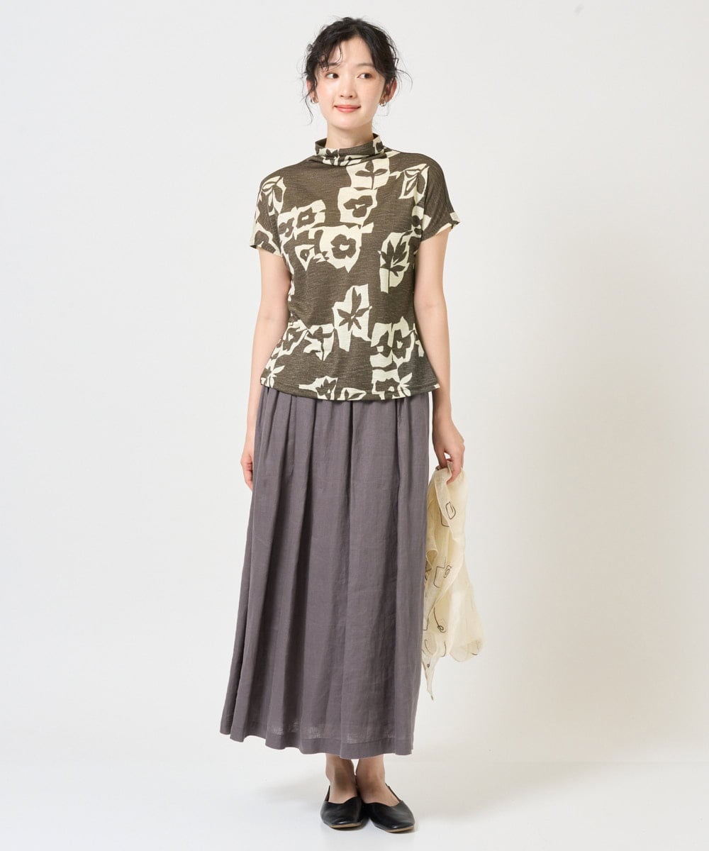 NGKGE51230 GIANNI LO GIUDICE(ジャンニ ロ ジュディチェ) [洗える・日本製]アイアスポップフラワープリントカットソー カーキ