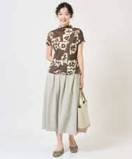 NGKGE51230 GIANNI LO GIUDICE(ジャンニ ロ ジュディチェ) [洗える・日本製]アイアスポップフラワープリントカットソー カーキ