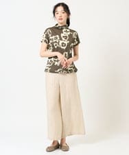 NGKGE51230 GIANNI LO GIUDICE(ジャンニ ロ ジュディチェ) [洗える・日本製]アイアスポップフラワープリントカットソー カーキ