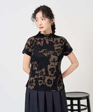 NGKGE51230 GIANNI LO GIUDICE(ジャンニ ロ ジュディチェ) [洗える・日本製]アイアスポップフラワープリントカットソー ネイビー