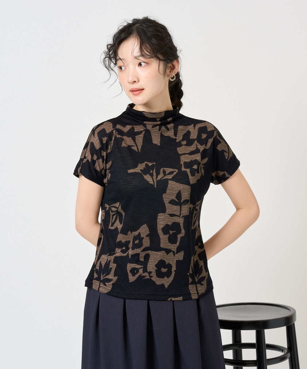 NGKGE51230 GIANNI LO GIUDICE(ジャンニ ロ ジュディチェ) [洗える・日本製]アイアスポップフラワープリントカットソー ネイビー