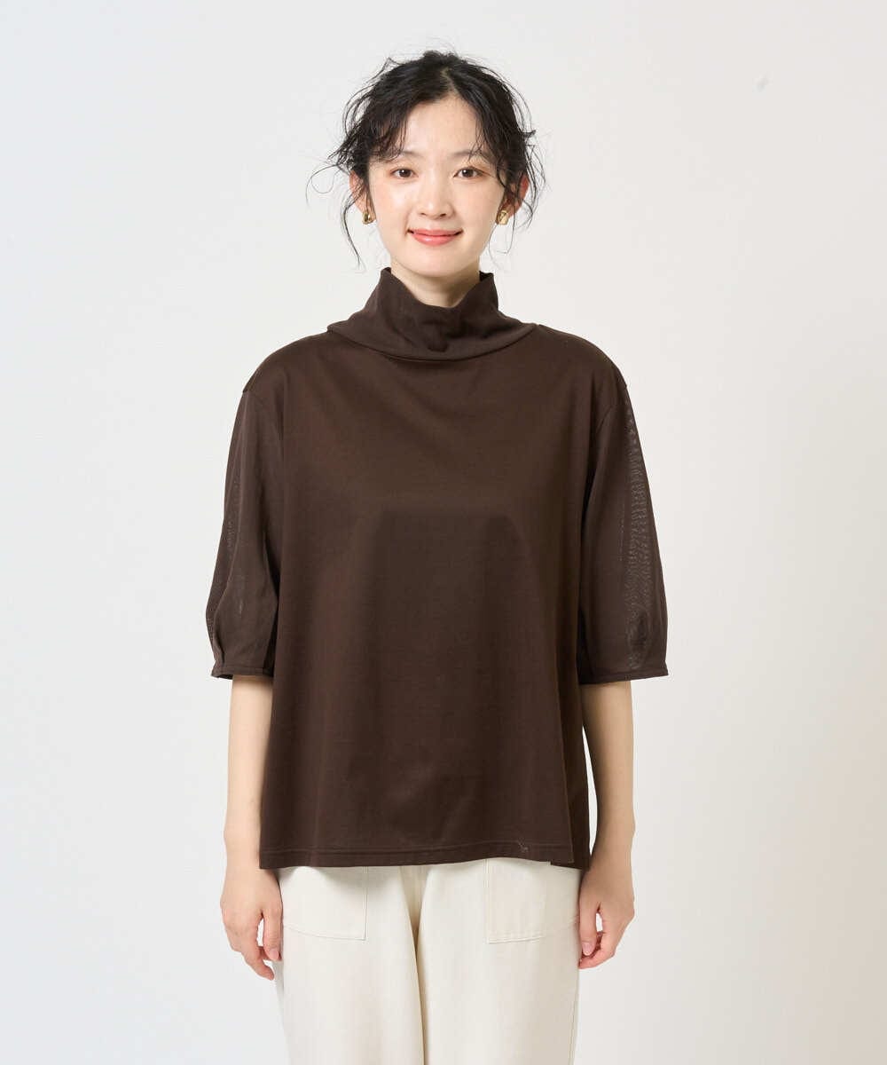 NGKGE52180 GIANNI LO GIUDICE(ジャンニ ロ ジュディチェ) [洗える・日本製]天竺シルケットカットソー ブラウン