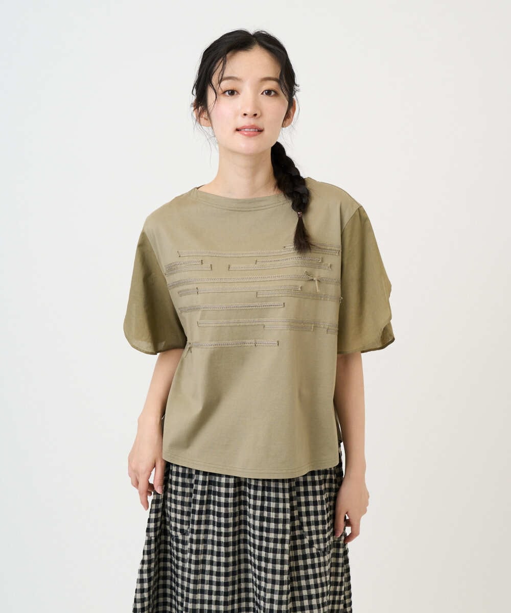 NGKGE53250 GIANNI LO GIUDICE(ジャンニ ロ ジュディチェ) [洗える・日本製]シルケット天竺カットソー カーキ