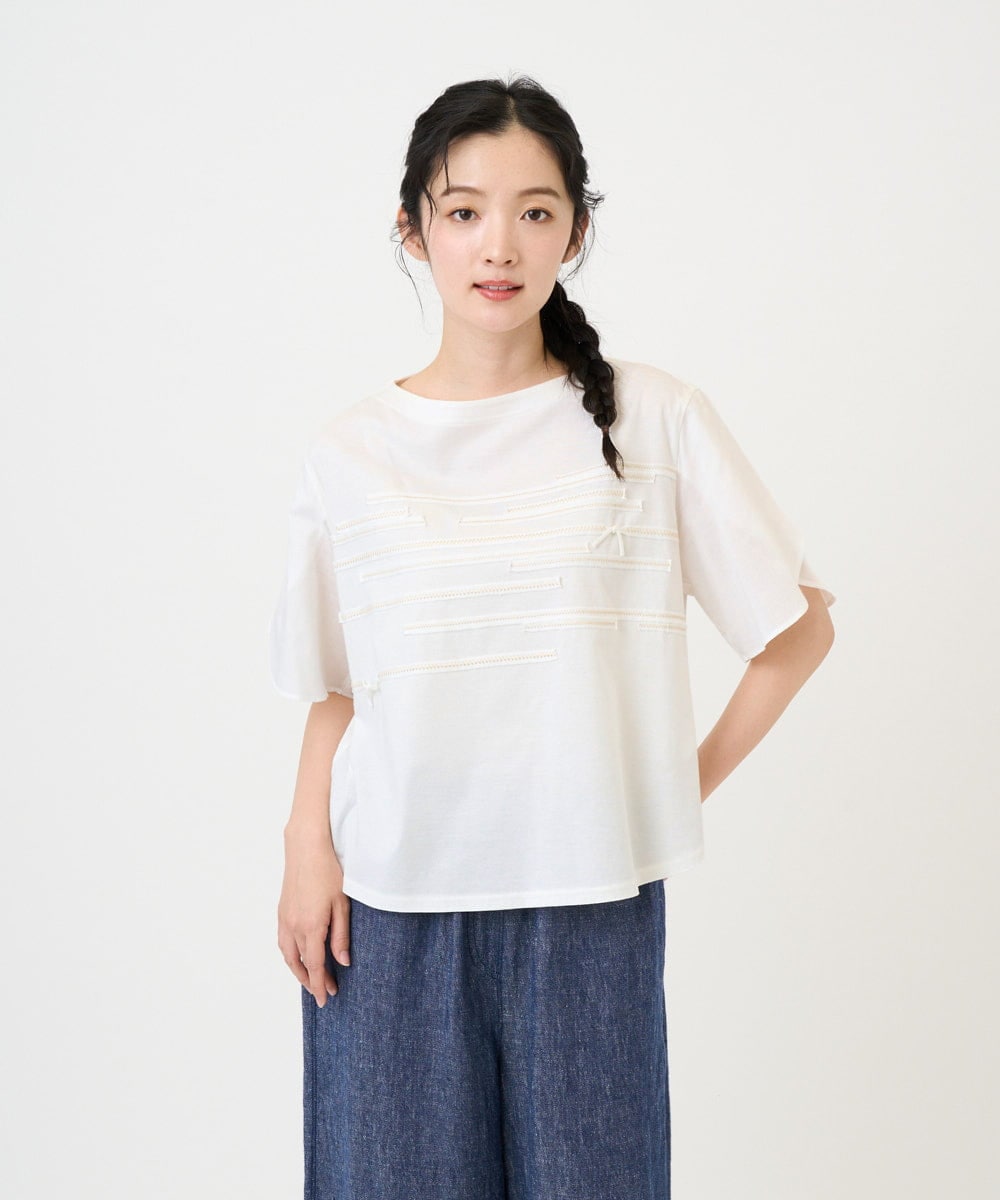 NGKGE53250 GIANNI LO GIUDICE(ジャンニ ロ ジュディチェ) [洗える・日本製]シルケット天竺カットソー ホワイト