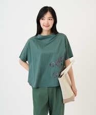 NGKGE55180 GIANNI LO GIUDICE(ジャンニ ロ ジュディチェ) [洗える・日本製]クールローレル天竺ロゴカットソー グリーン