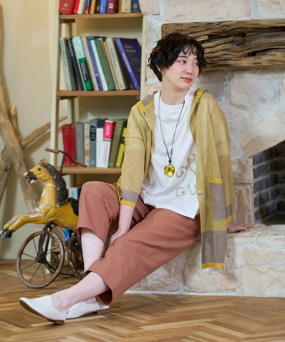 NGKGE55180 GIANNI LO GIUDICE(ジャンニ ロ ジュディチェ) [洗える・日本製]クールローレル天竺ロゴカットソー グリーン