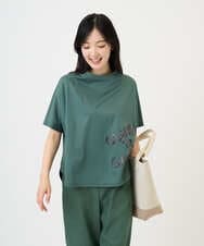 NGKGE55180 GIANNI LO GIUDICE(ジャンニ ロ ジュディチェ) [洗える・日本製]クールローレル天竺ロゴカットソー グリーン