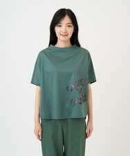 NGKGE55180 GIANNI LO GIUDICE(ジャンニ ロ ジュディチェ) [洗える・日本製]クールローレル天竺ロゴカットソー グリーン