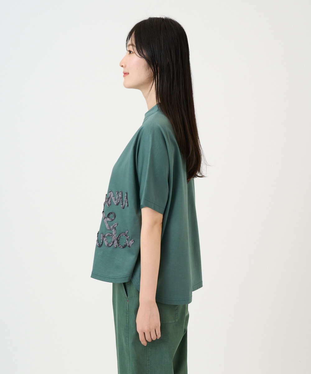 NGKGE55180 GIANNI LO GIUDICE(ジャンニ ロ ジュディチェ) [洗える・日本製]クールローレル天竺ロゴカットソー グリーン