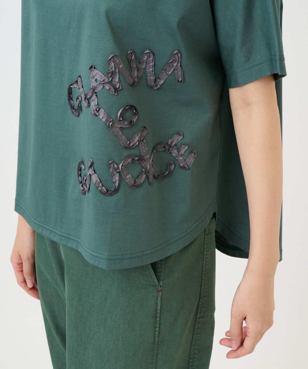 NGKGE55180 GIANNI LO GIUDICE(ジャンニ ロ ジュディチェ) [洗える・日本製]クールローレル天竺ロゴカットソー グリーン