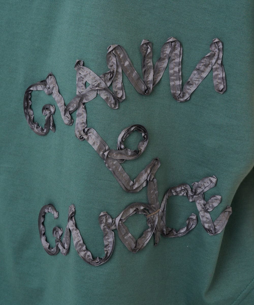 NGKGE55180 GIANNI LO GIUDICE(ジャンニ ロ ジュディチェ) [洗える・日本製]クールローレル天竺ロゴカットソー グリーン