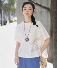 NGKGE55180 GIANNI LO GIUDICE(ジャンニ ロ ジュディチェ) [洗える・日本製]クールローレル天竺ロゴカットソー ホワイト