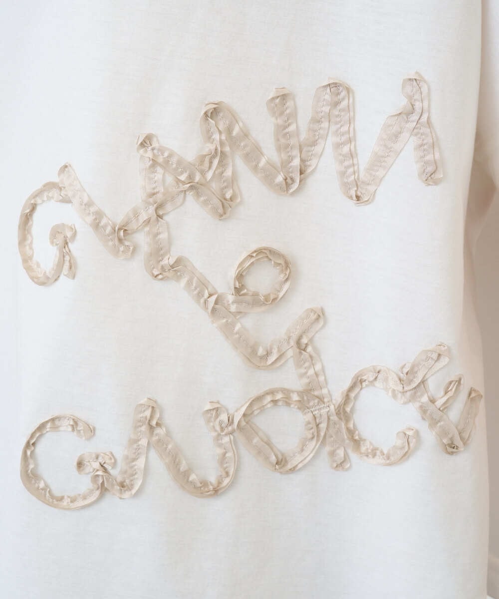 NGKGE55180 GIANNI LO GIUDICE(ジャンニ ロ ジュディチェ) [洗える・日本製]クールローレル天竺ロゴカットソー ホワイト