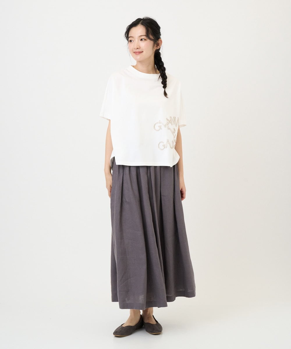 NGKGE55180 GIANNI LO GIUDICE(ジャンニ ロ ジュディチェ) [洗える・日本製]クールローレル天竺ロゴカットソー ホワイト