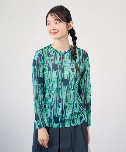 NGKGF32180 GIANNI LO GIUDICE [洗える・日本製]幾何ストライププリントカットソー