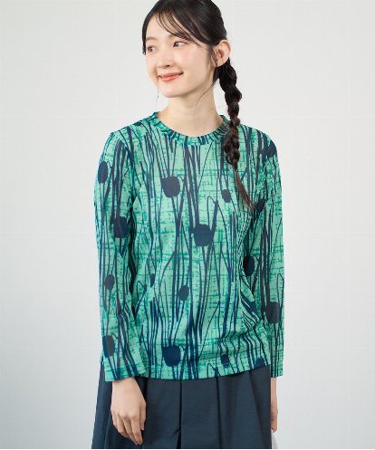 NGKGF32180 GIANNI LO GIUDICE [洗える・日本製]幾何ストライププリントカットソー