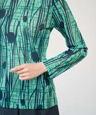 NGKGF32180 GIANNI LO GIUDICE(ジャンニ ロ ジュディチェ) [洗える・日本製]幾何ストライププリントカットソー グリーン×ネイビー