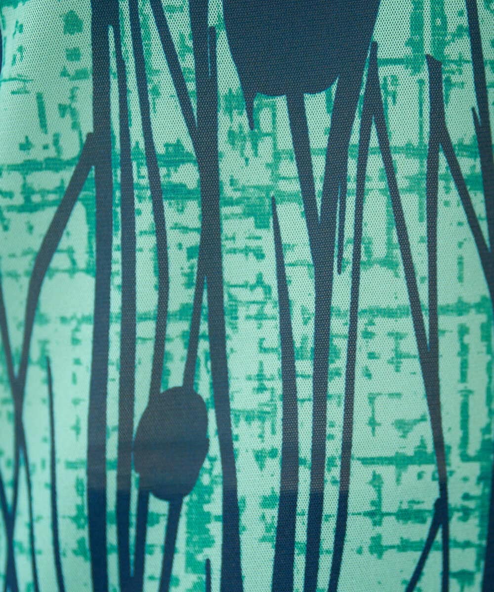 NGKGF32180 GIANNI LO GIUDICE(ジャンニ ロ ジュディチェ) [洗える・日本製]幾何ストライププリントカットソー グリーン×ネイビー