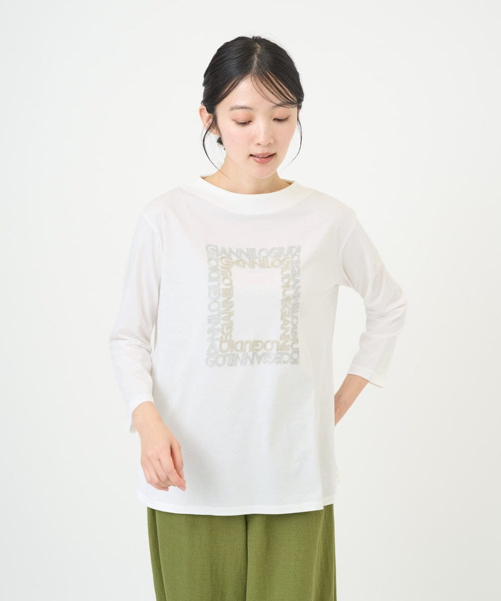 NGKGF34180 GIANNI LO GIUDICE(ジャンニ ロ ジュディチェ) [洗える・日本製]ハイゲージ天竺カットソー ホワイト