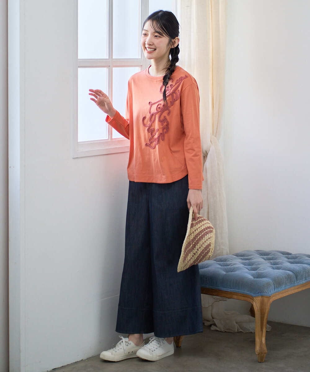 NGKGF35180 GIANNI LO GIUDICE(ジャンニ ロ ジュディチェ) [洗える・日本製]サイロコンパクトハイゲージ天竺カットソー オレンジ