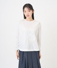 NGKGF35180 GIANNI LO GIUDICE(ジャンニ ロ ジュディチェ) [洗える・日本製]サイロコンパクトハイゲージ天竺カットソー ホワイト