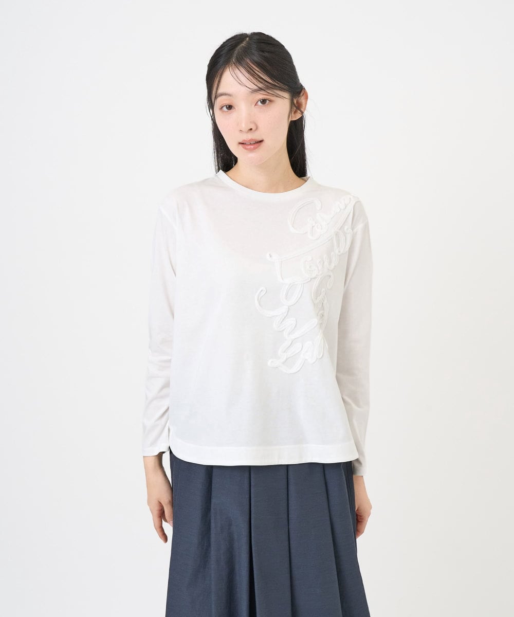 NGKGF35180 GIANNI LO GIUDICE(ジャンニ ロ ジュディチェ) [洗える・日本製]サイロコンパクトハイゲージ天竺カットソー ホワイト