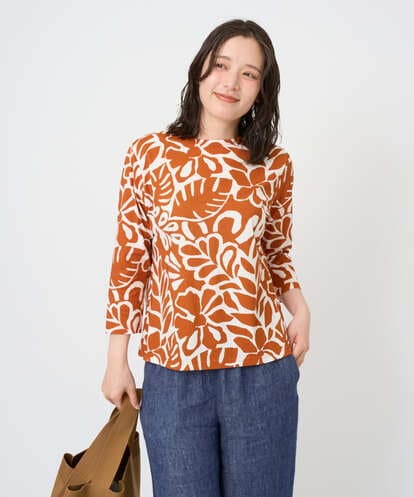 NGKGF49200 GIANNI LO GIUDICE [洗える・日本製]ボタニカルフワラープリントカットソー