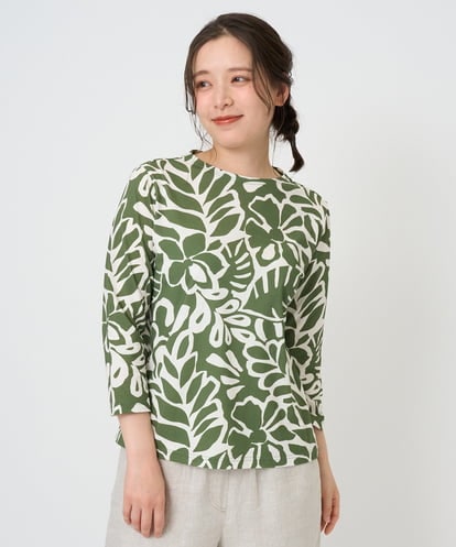 NGKGF49200 GIANNI LO GIUDICE [洗える・日本製]ボタニカルフワラープリントカットソー