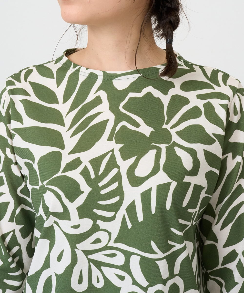 NGKGF49200 GIANNI LO GIUDICE(ジャンニ ロ ジュディチェ) [洗える・日本製]ボタニカルフワラープリントカットソー グリーン