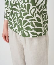 NGKGF49200 GIANNI LO GIUDICE(ジャンニ ロ ジュディチェ) [洗える・日本製]ボタニカルフワラープリントカットソー グリーン