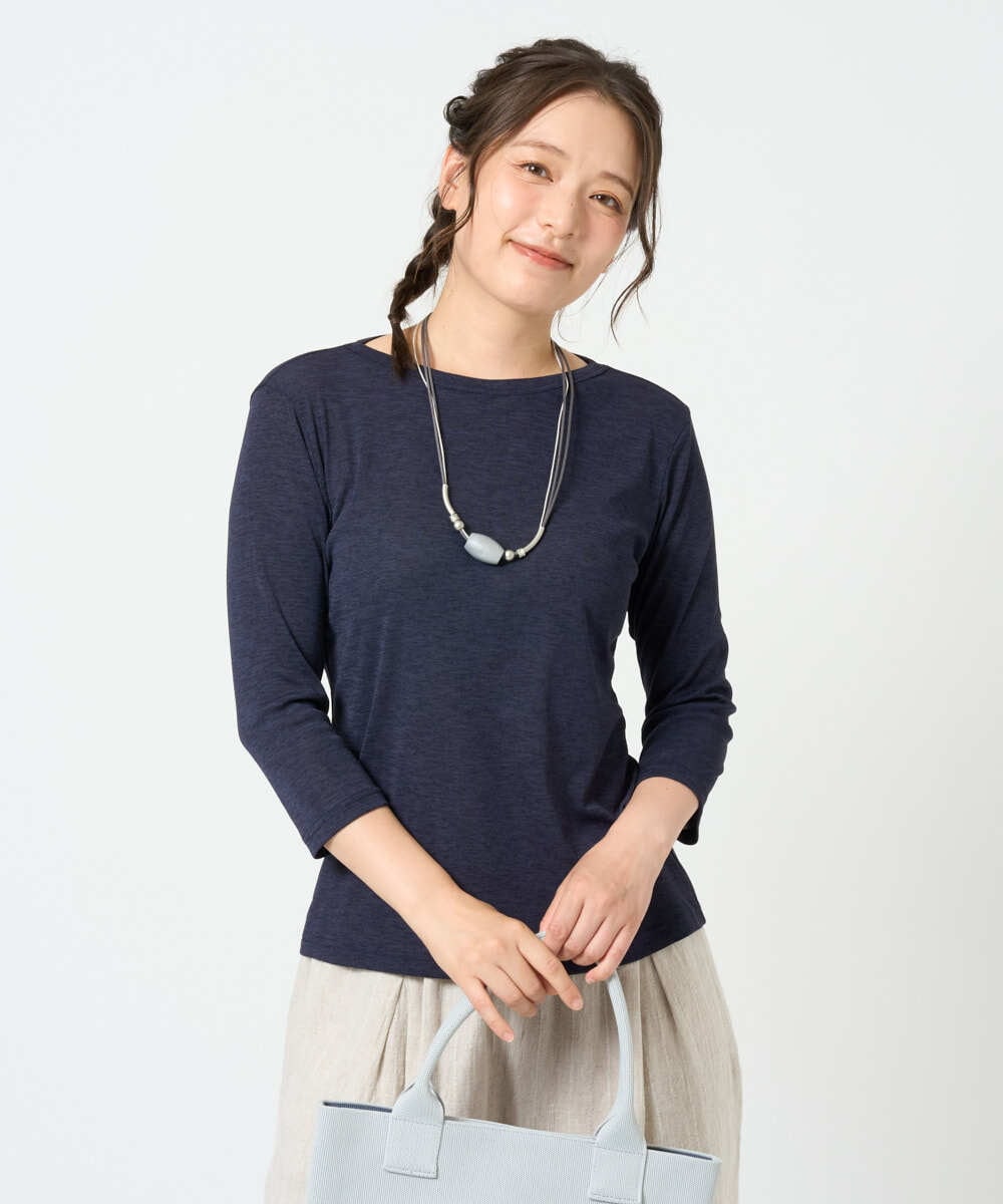 NGKGF56090 GIANNI LO GIUDICE(ジャンニ ロ ジュディチェ) [洗える・日本製]強撚フライスカットソー ネイビー