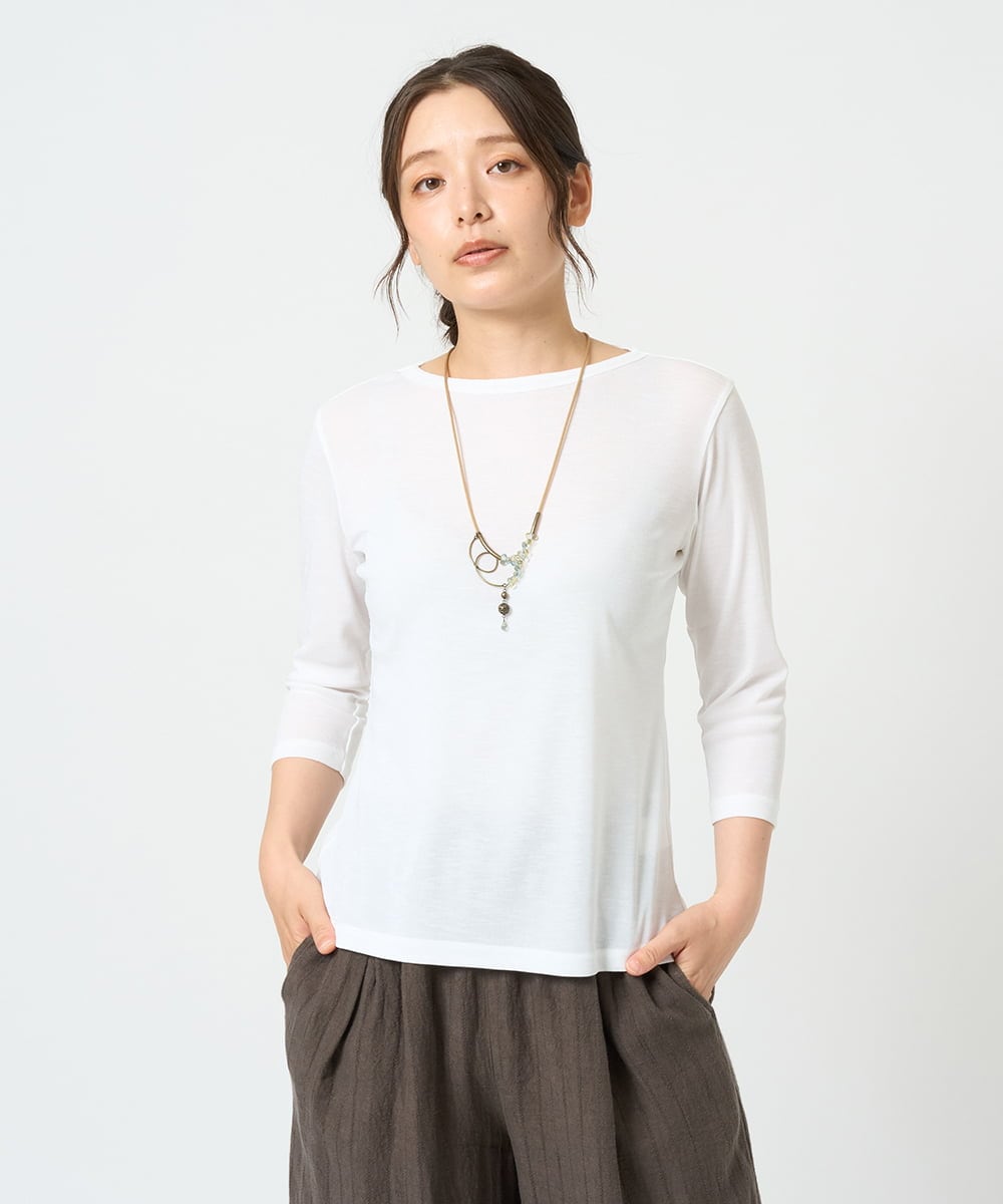 NGKGF56090 GIANNI LO GIUDICE(ジャンニ ロ ジュディチェ) [洗える・日本製]強撚フライスカットソー ホワイト