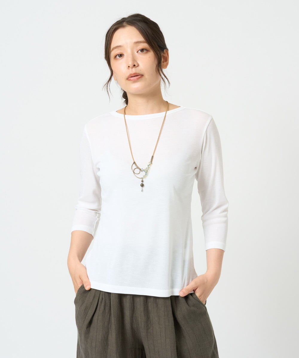 NGKGF56090 GIANNI LO GIUDICE(ジャンニ ロ ジュディチェ) [洗える・日本製]強撚フライスカットソー ホワイト