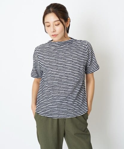NGKGS04130 GIANNI LO GIUDICE [洗える・日本製]ドットシャーリングボーダーカットソー