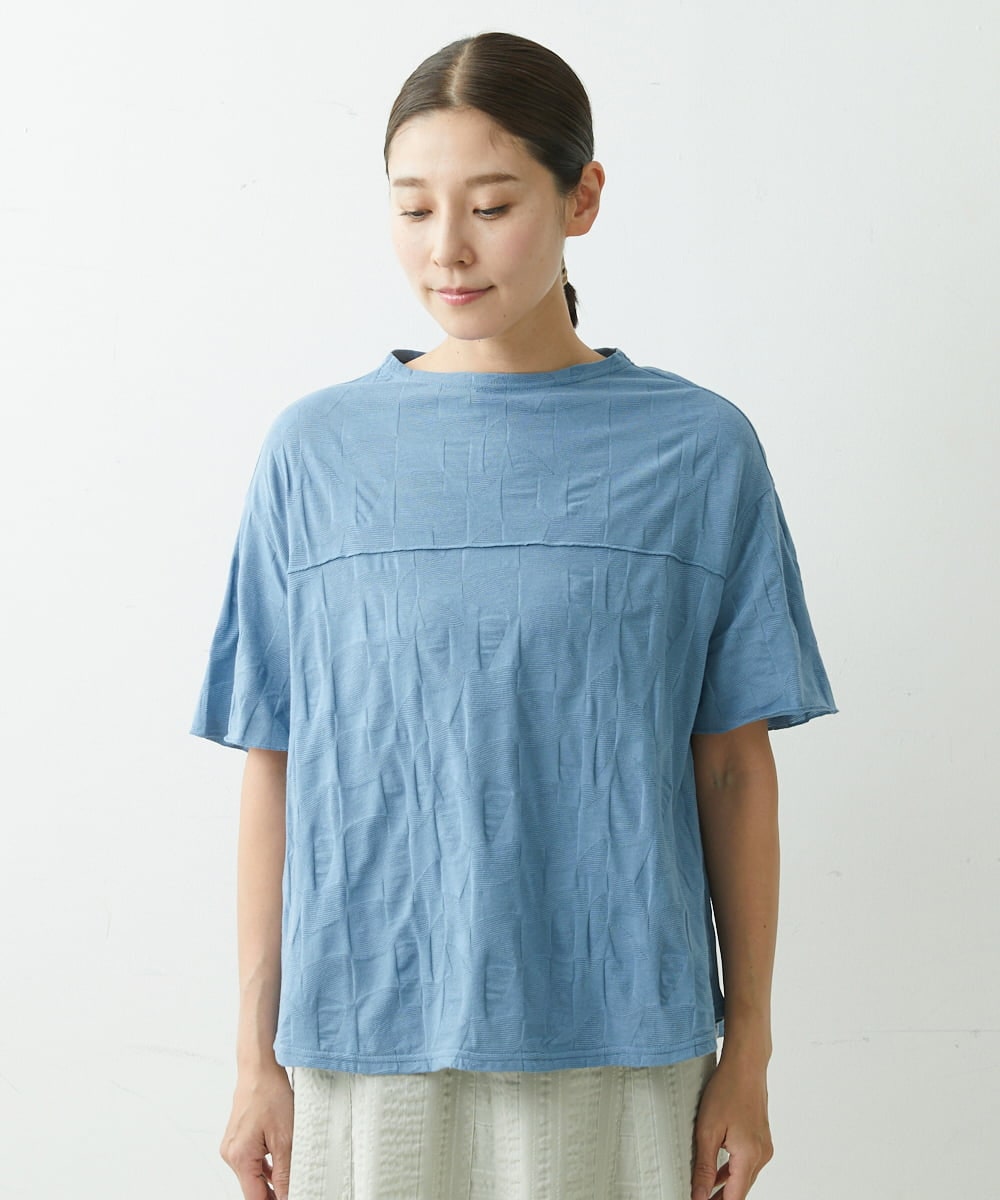 NGKGS30150 GIANNI LO GIUDICE(ジャンニ ロ ジュディチェ) [洗える・日本製]イレギュラーブロックジャガードプルオーバー ブルー