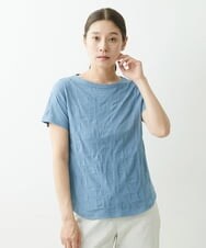 NGKGS31130 GIANNI LO GIUDICE(ジャンニ ロ ジュディチェ) [洗える・日本製]イレギュラーブロックジャガードカットソー ブルー