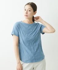 NGKGS31130 GIANNI LO GIUDICE(ジャンニ ロ ジュディチェ) [洗える・日本製]イレギュラーブロックジャガードカットソー ブルー