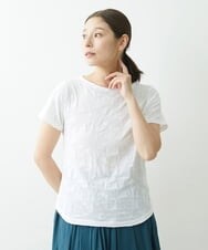 NGKGS31130 GIANNI LO GIUDICE(ジャンニ ロ ジュディチェ) [洗える・日本製]イレギュラーブロックジャガードカットソー ホワイト