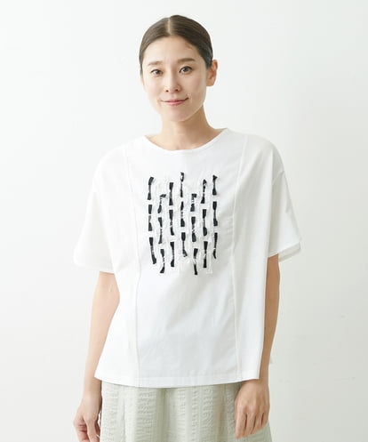 NGKGS32250  [洗える・日本製]強撚天竺リボン刺繍カットソー