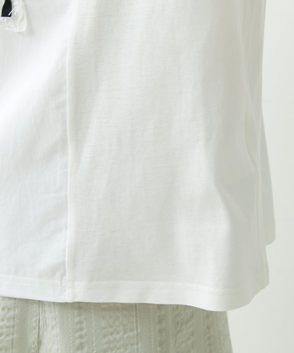 NGKGS32250 GIANNI LO GIUDICE(ジャンニ ロ ジュディチェ) [洗える・日本製]強撚天竺リボン刺繍カットソー ホワイト