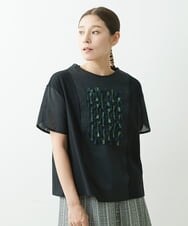 NGKGS32250 GIANNI LO GIUDICE(ジャンニ ロ ジュディチェ) [洗える・日本製]強撚天竺リボン刺繍カットソー ブラック