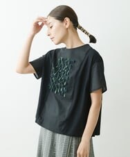 NGKGS32250 GIANNI LO GIUDICE(ジャンニ ロ ジュディチェ) [洗える・日本製]強撚天竺リボン刺繍カットソー ブラック