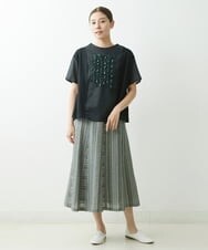 NGKGS32250 GIANNI LO GIUDICE(ジャンニ ロ ジュディチェ) [洗える・日本製]強撚天竺リボン刺繍カットソー ブラック