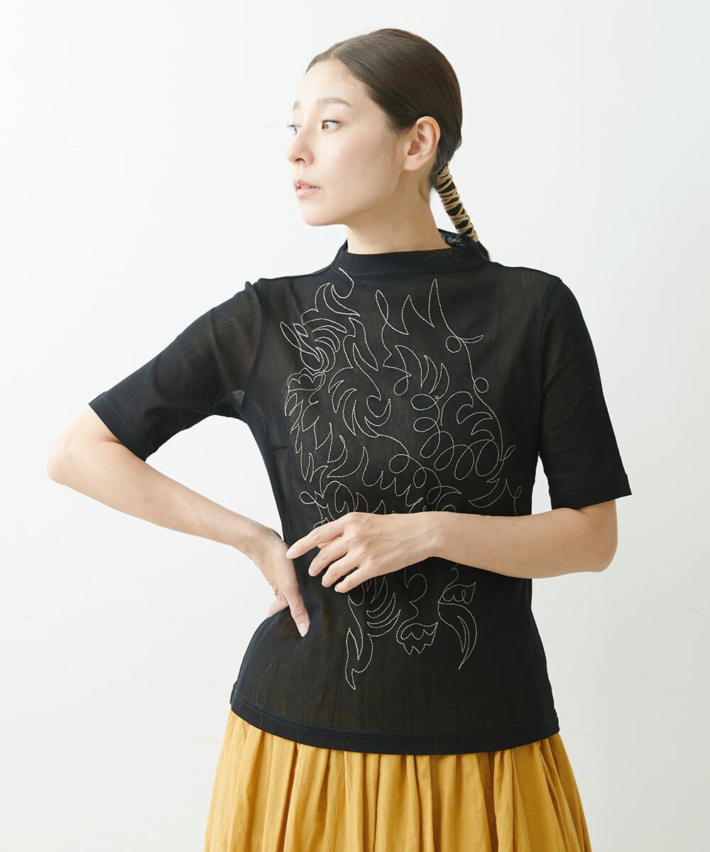 NGKGS40160 GIANNI LO GIUDICE [洗える]コットンチュール刺繍カットソー