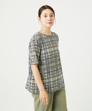 NGKHA01170 GIANNI LO GIUDICE(ジャンニ ロ ジュディチェ) [接触冷感・洗える]ジオメトリックプリントカットソープルオーバー グリーン