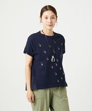 NGKHA02230 GIANNI LO GIUDICE(ジャンニ ロ ジュディチェ) [洗える]コットン天竺しずくプリントカットソープルオーバー ネイビー