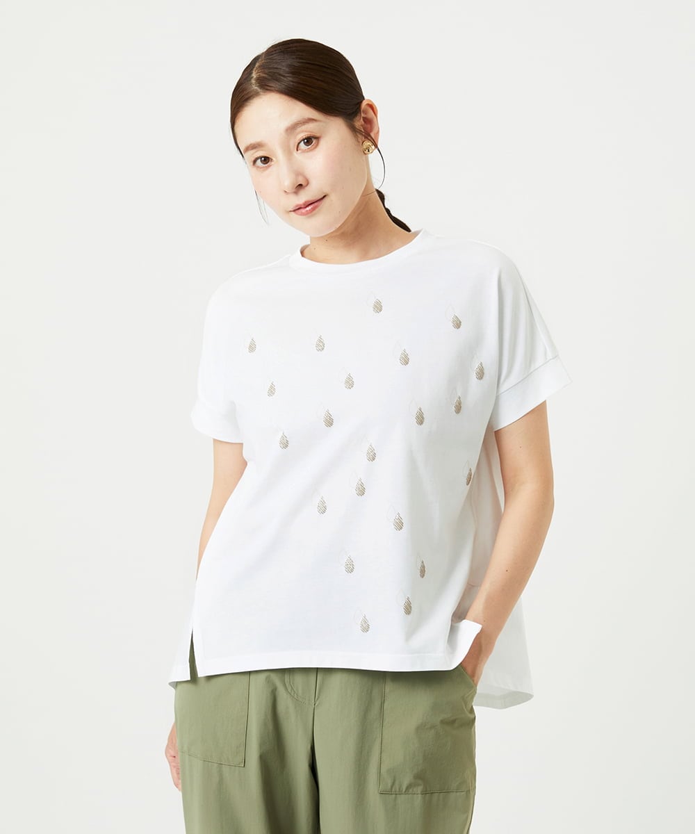 NGKHA02230 GIANNI LO GIUDICE [洗える]コットン天竺しずくプリントカットソープルオーバー