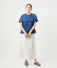 NGKHA11210 GIANNI LO GIUDICE(ジャンニ ロ ジュディチェ) [洗える・日本製]麻混ドットワッシャージャガードカットソープルオーバー ブルー